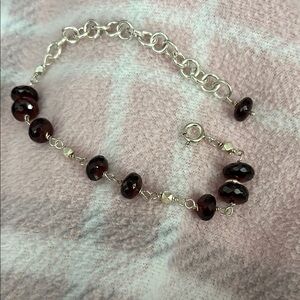Vintage bohemian garnet and sterling bracelet